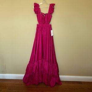 Mac Duggal, Ieena Cut-Out Ruffled Satin Gown